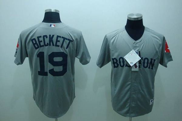 Red Sox #19 Josh Beckett Stitched Grey MLB Jersey