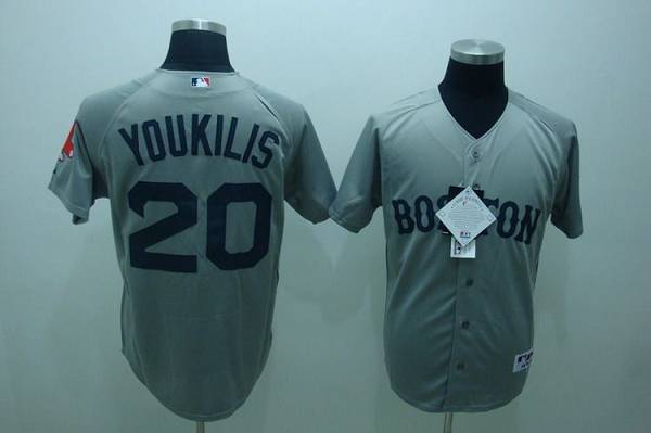 Red Sox #20 Kevin Youkilis Stitched Grey MLB Jersey