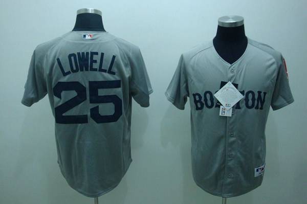 Red Sox #25 Mike Lowell Stitched Grey MLB Jersey