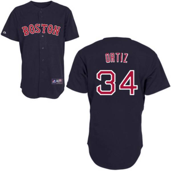 Red Sox #34 David Ortiz Stitched Dark Blue MLB Jersey