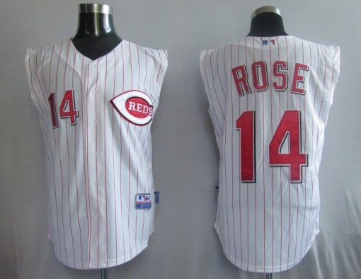 Reds #14 Pete Rose White Vest Style Stitched MLB Jersey