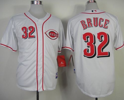 Reds #32 Jay Bruce White Cool Base Stitched MLB Jersey