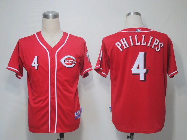 Reds #4 Brandon Phillips Red Cool Base Stitched MLB Jersey