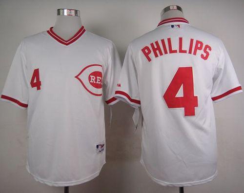 Reds #4 Brandon Phillips White 1990 Turn Back The Clock Stitched MLB Jersey