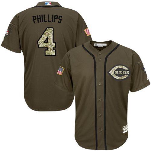 Reds #4 Brandon Phillips Green Salute to Service Stitched MLB Jersey