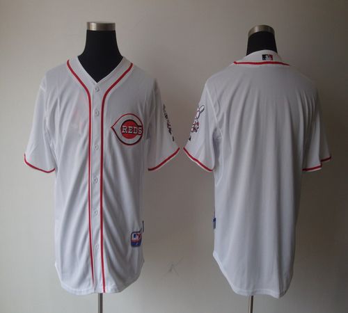 Reds Blank White Home Cool Base Stitched MLB Jersey