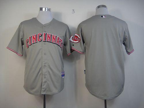 Reds Blank Grey Cool Base Stitched MLB Jersey