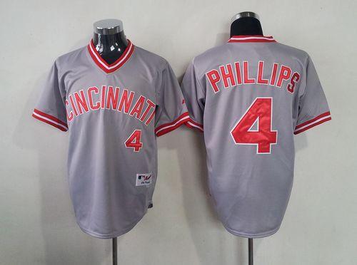 Reds #4 Brandon Phillips Grey 1991 Turn Back The Clock Stitched MLB Jersey