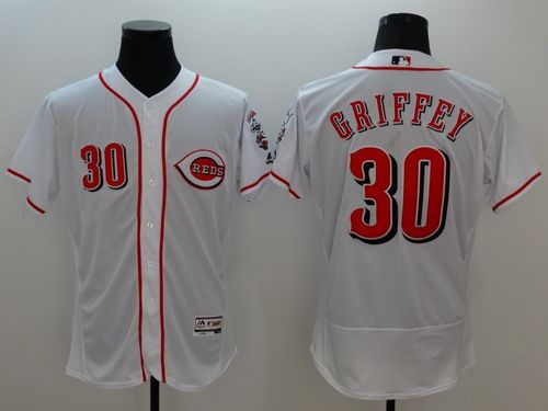 Reds #30 Ken Griffey White Flexbase Authentic Collection Stitched MLB Jersey