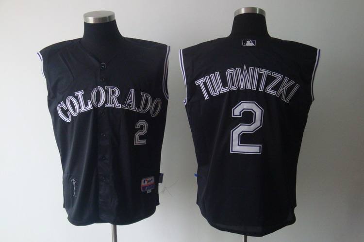 Rockies #2 Troy Tulowitzki Black Vest Style Stitched MLB Jersey