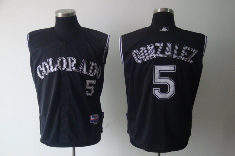 Rockies #5 Carlos Gonzalez Black Vest Style Stitched MLB Jersey