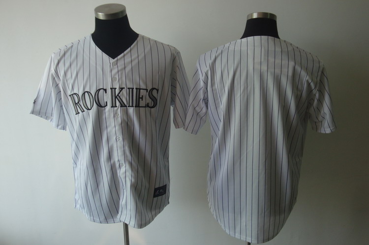 Rockies Blank White Strip Cool Base Stitched MLB Jersey