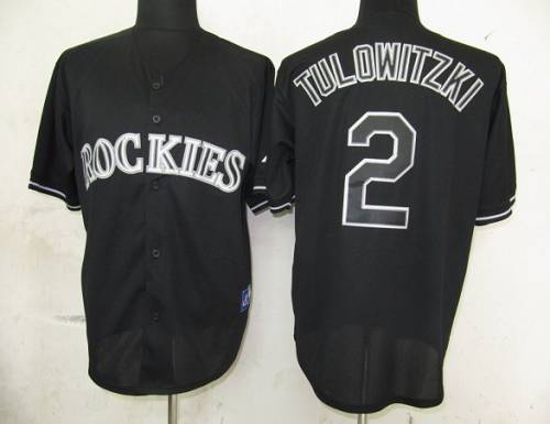 Rockies #2 Troy Tulowitzki Black Fashion Stitched MLB Jersey