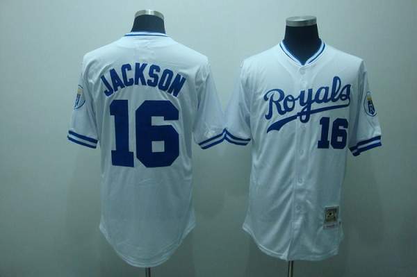 Mitchell and Ness Royals #16 Bo Jackson Stitched White Throwback MLB Jersey