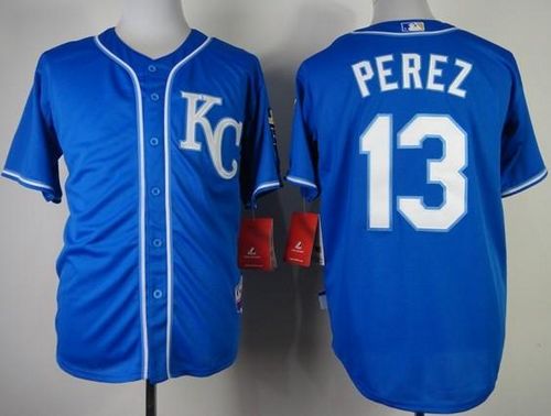 Royals #13 Salvador Perez Blue Alternate 2 Cool Base Stitched MLB Jersey
