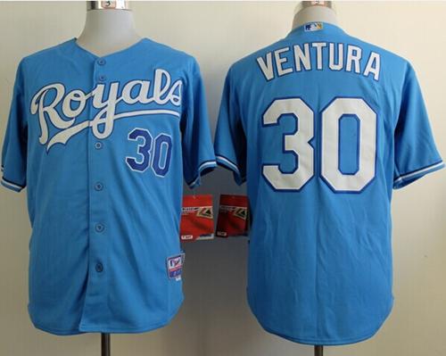 Royals #30 Yordano Ventura Light Blue Cool Base Stitched MLB Jersey