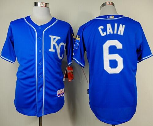 Royals #6 Lorenzo Cain Light Blue Alternate 2 Cool Base Stitched MLB Jersey