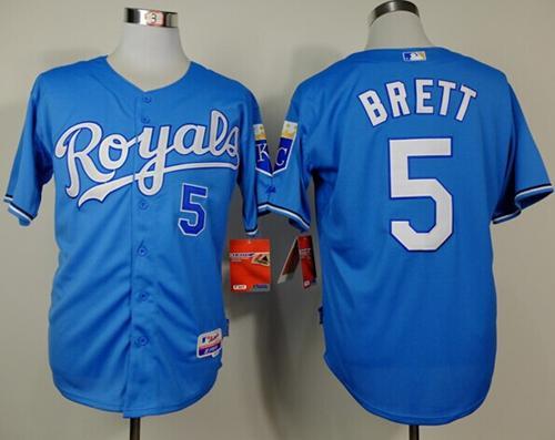 Royals #5 George Brett Light Blue Alternate Cool Base Stitched MLB Jersey