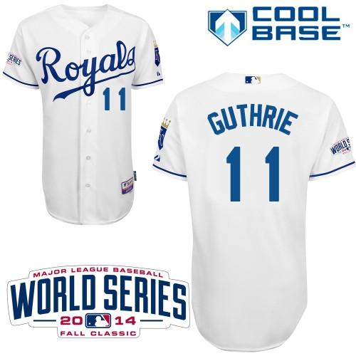 Royals #11 Jeremy Guthrie White Cool Base W/2014 World Series Patch Stitched MLB Jersey