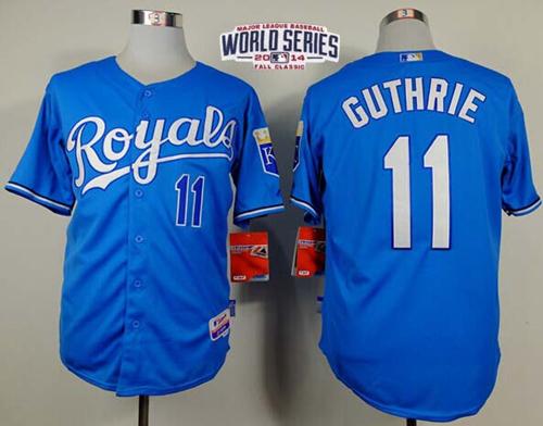 Royals #11 Jeremy Guthrie Light Blue Alternate Cool Base W/2014 World Series Patch Stitched MLB Jersey