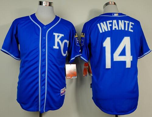 Royals #14 Omar Infante Light Blue Alternate 2 Cool Base Stitched MLB Jersey