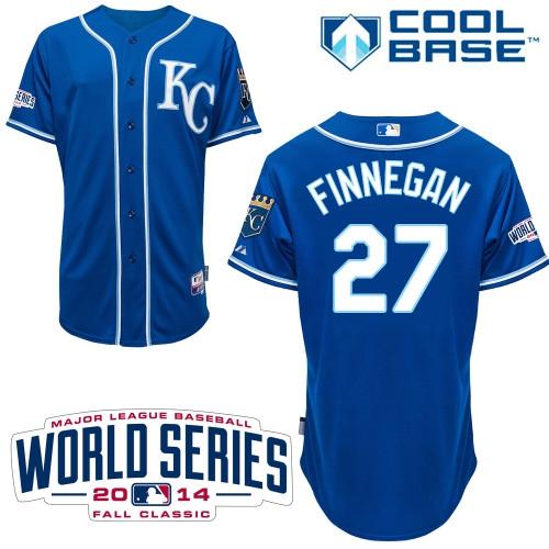 Royals #27 Brandon Finnegan Light Blue Alternate 2 Cool Base W/2014 World Series Patch Stitched MLB Jersey