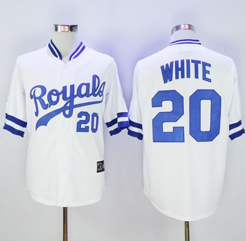 Mitchell And Ness Royals #20 Frank White White Throwback Stitched MLB Jersey