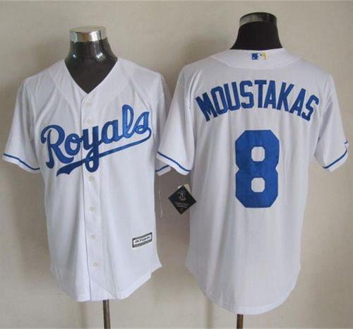 Royals #8 Mike Moustakas White New Cool Base Stitched MLB Jersey