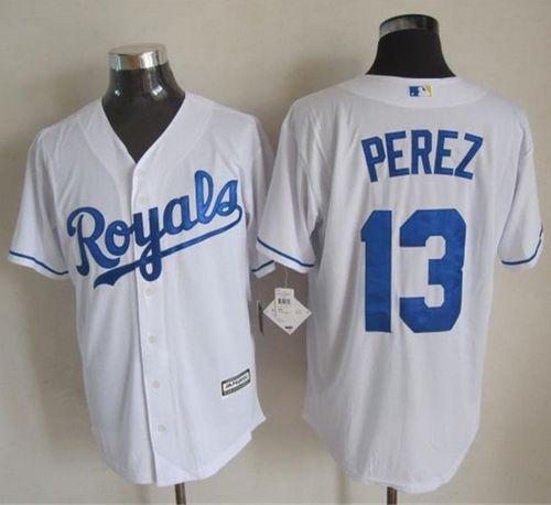 Royals #13 Salvador Perez White New Cool Base Stitched MLB Jersey