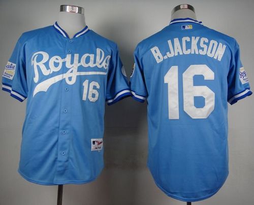 Royals #16 Bo Jackson Light Blue 1985 Turn Back The Clock Stitched MLB Jersey