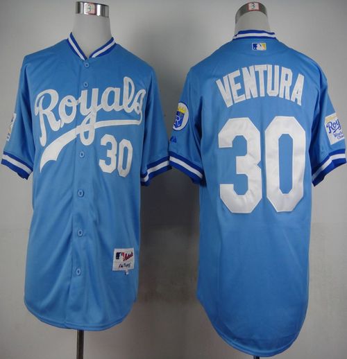 Royals #30 Yordano Ventura Light Blue 1985 Turn Back The Clock Stitched MLB Jersey