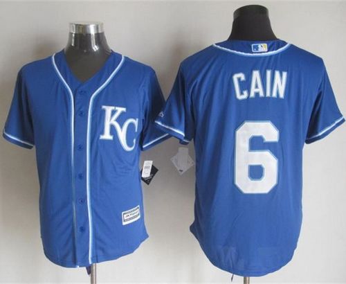 Royals #6 Lorenzo Cain Blue Alternate 2 New Cool Base Stitched MLB Jersey