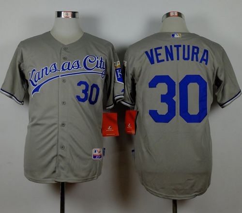 Royals #30 Yordano Ventura Grey Road Cool Base Stitched MLB Jersey