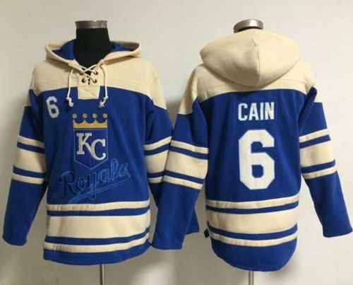 Royals #6 Lorenzo Cain Light Blue Sawyer Hooded Sweatshirt MLB Hoodie