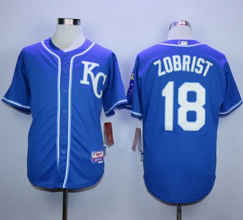 Royals #18 Ben Zobrist Blue Alternate 2 Cool Base Stitched MLB Jersey