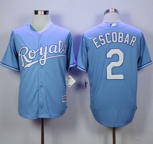 Royals #2 Alcides Escobar Light Blue Alternate 1 New Cool Base Stitched MLB Jersey