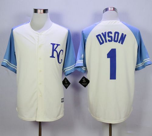 Royals #1 Jarrod Dyson Cream Exclusive Vintage Stitched MLB Jersey