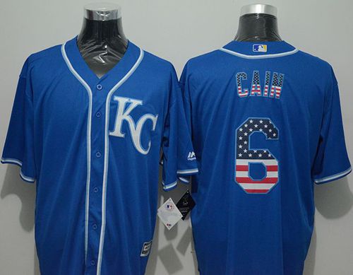Royals #6 Lorenzo Cain Blue USA Flag Fashion Stitched MLB Jersey