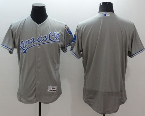 Royals Blank Grey Flexbase Authentic Collection Stitched MLB Jersey