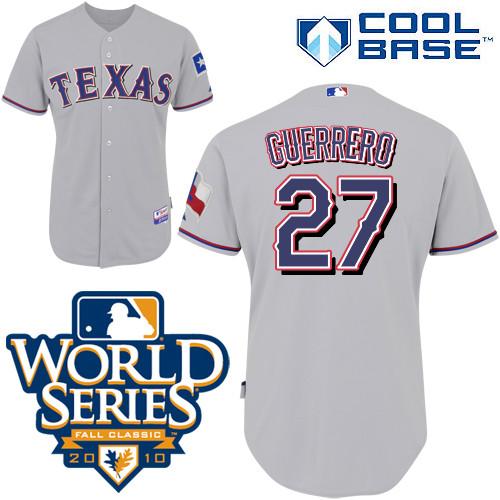 Rangers #27 Vladimir Guerrero Grey Cool Base w/2010 World Series Patch Stitched MLB Jersey