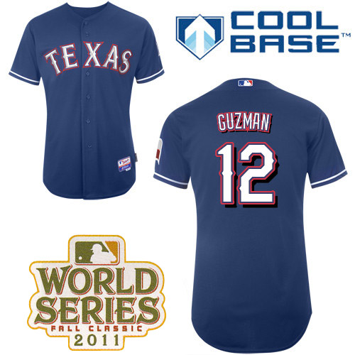 Rangers #12 Cristian Guzman Blue Cool Base 2011 World Series Patch Stitched MLB Jersey