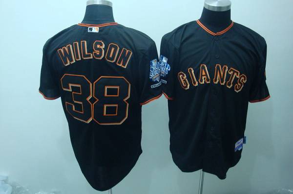 Giants #38 Brian Wilson Black Cool Base w/2010 World Series Patch Stitched MLB Jersey