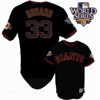 Giants #33 Aaron Rowand Cool Base 2010 World Series Patch Black Stitched MLB Jersey
