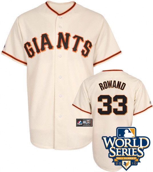 Giants #33 Aaron Rowand Cream Cool Base w/2010 World Series Patch Stitched MLB jerseys