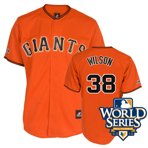 Giants #38 Brian Wilson Orange Cool Base w/2010 World Series Patch Stitched MLB Jersey