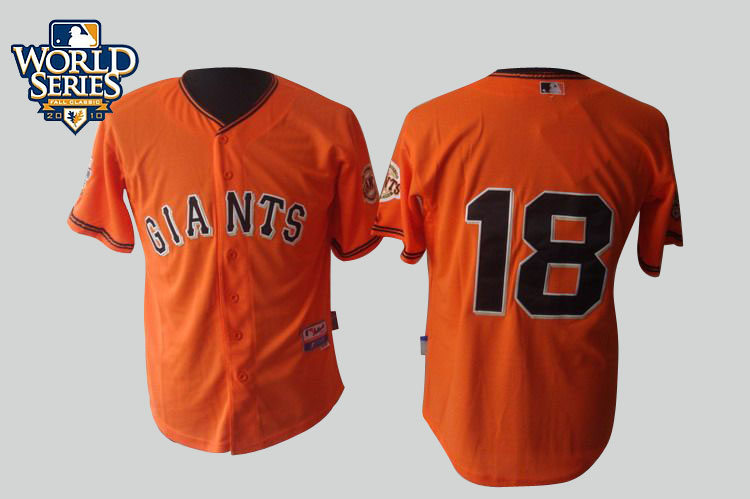 Giants #18 Matt Cain Orange Cool Base w/2010 World Series Patch Stitched MLB Jerseys