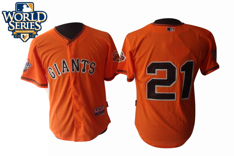 Giants #21 Freddy Sanchez Orange Cool Base w/2010 World Series Patch Stitched MLB jerseys