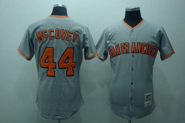 Mitchell and Ness Giants #44 McCovey Stitched Grey Throwback MLB Jersey