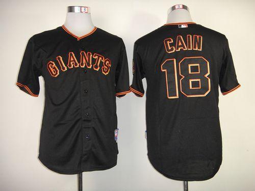 Giants #18 Matt Cain Black Stitched MLB Jersey