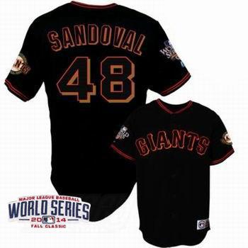 Giants #48 Pablo Sandoval Black W/2014 World Series Patch Stitched MLB Jersey